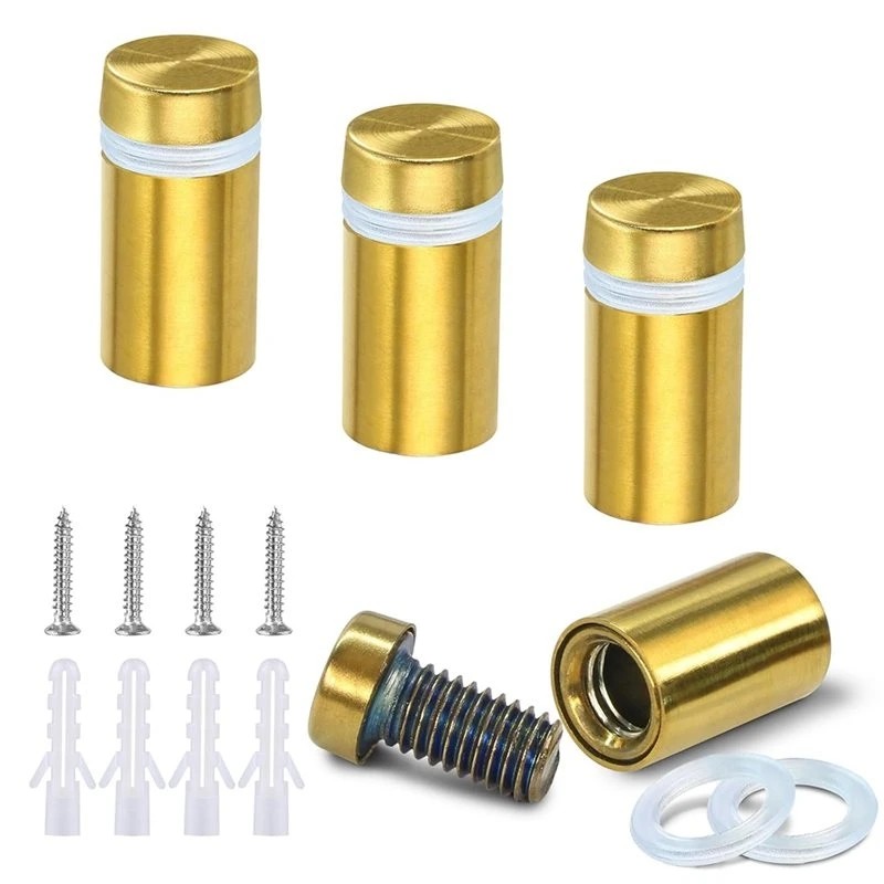 LICE-19X25mm Gold Sign Standoff Screws For Acrylic Glass Picture Panels