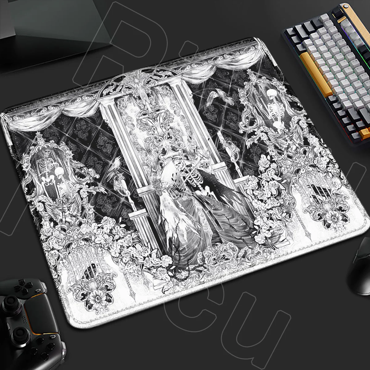 

Маленький коврик для мыши в стиле HD Retro, европейский готический стиль, черно-белый, в стиле аниме, аксессуары для компьютера и ПК, нескользящий коврик для клавиатуры, 400X450 мм, настольный коврик