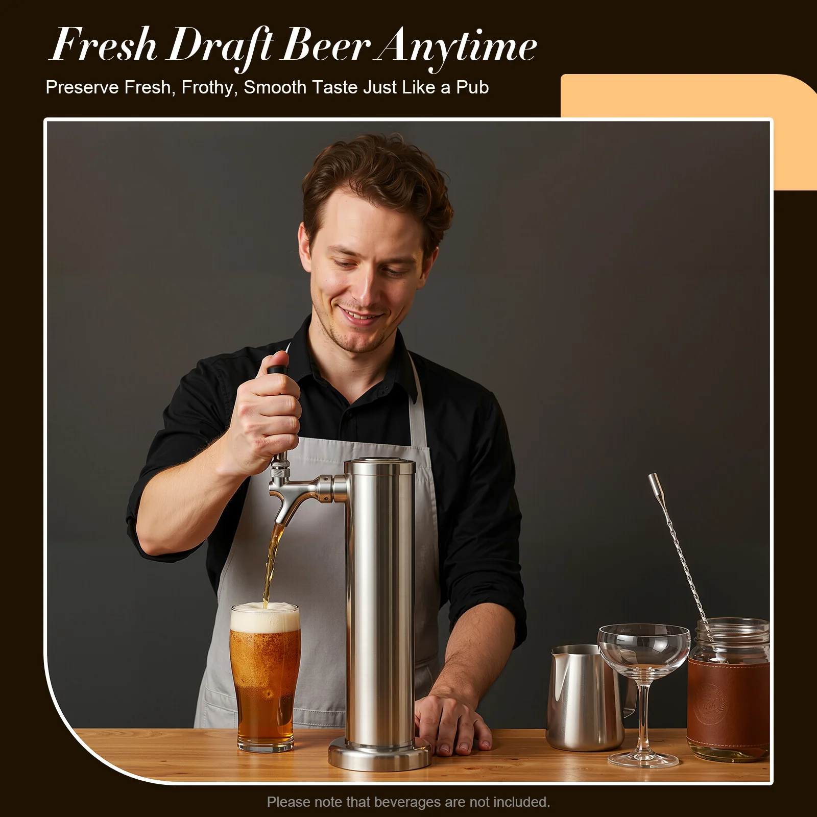 Stainless Steel Draft Beer Tower Set Single Tap Faucet Wine Single Head Beer Tower Beer Tower For Home Brew Bar