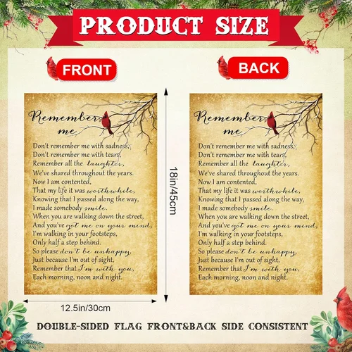 Cardinal Memorial Garden Flag 12 X 18 Inch Remember Me Christmas Garden Flag Ver IIX