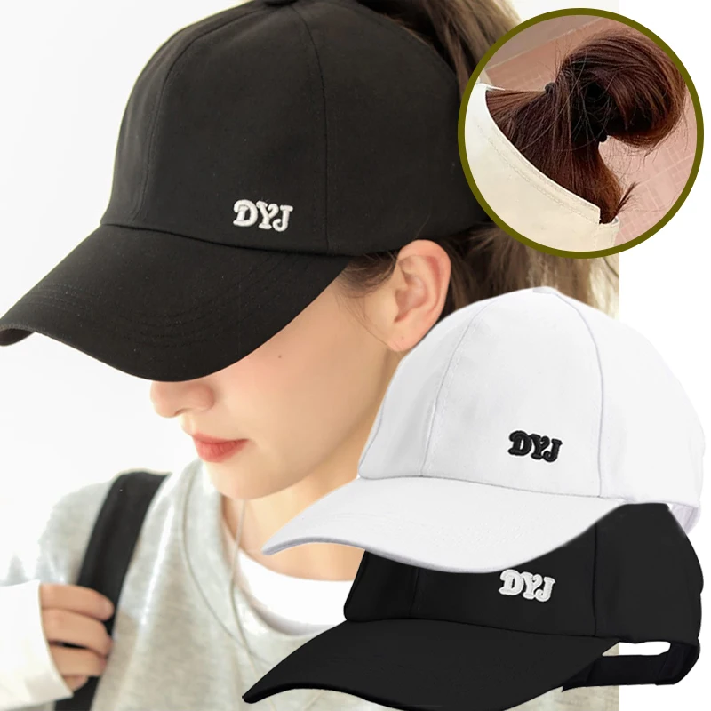 Solid Color High Ponytail Ajustable Baseball Cap for Women Girls Summer Outdoor Sports Running Golf Tennis Caps Sun Visor Cap