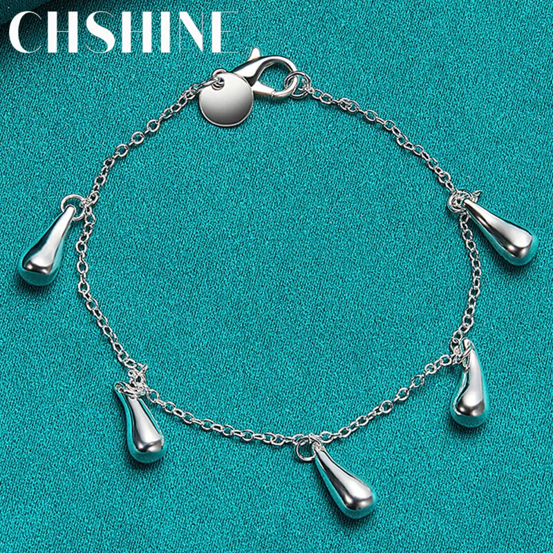 

CHSHINE 925 Sterling Silver Five Water Drop Bracelet For Women Wedding Party Fashion Jewelry