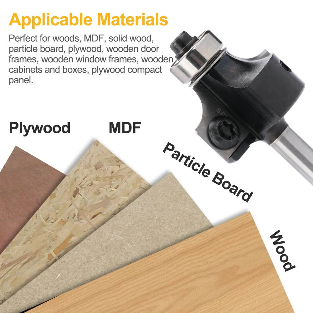 HAMPTON Eckenrundungsfräser 6mm Radius Austauschbarer Hartmetalleinsatz CNC-Fräser für Holzbearbeiter Kantenschneidfräser – Detail 4