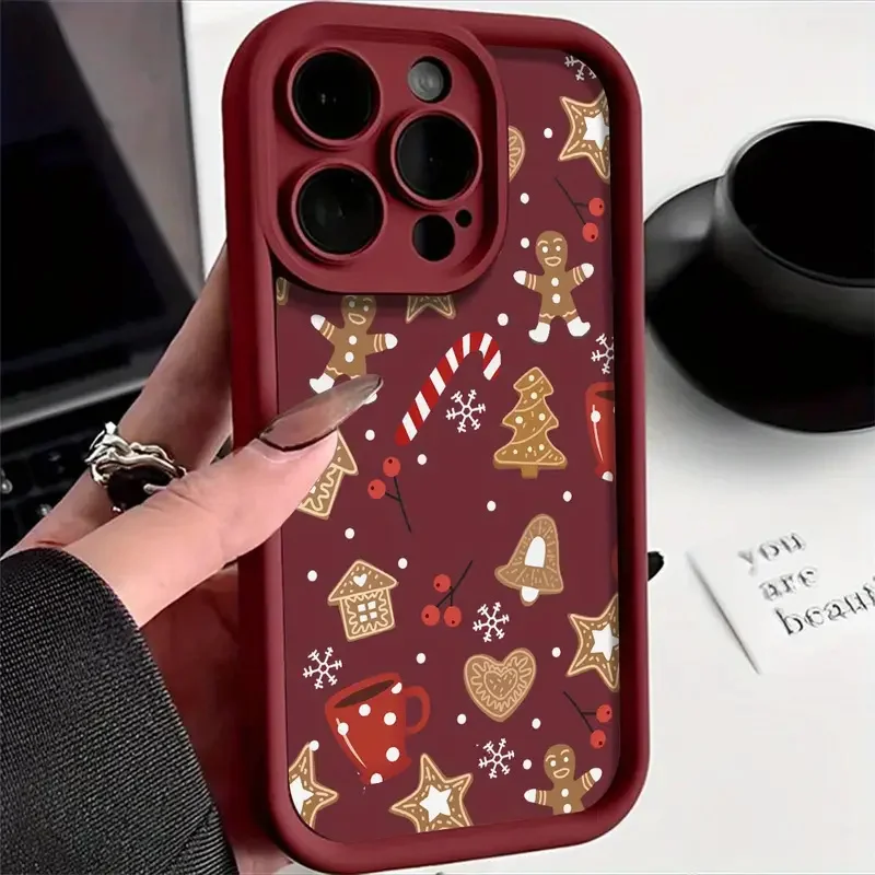 Funda de teléfono con patrón de tema navideño para iPhone 17 16 15 14 13 12 11 Pro Max XS X 7 8 Plus SE 2022 16E, funda de diseño creativo