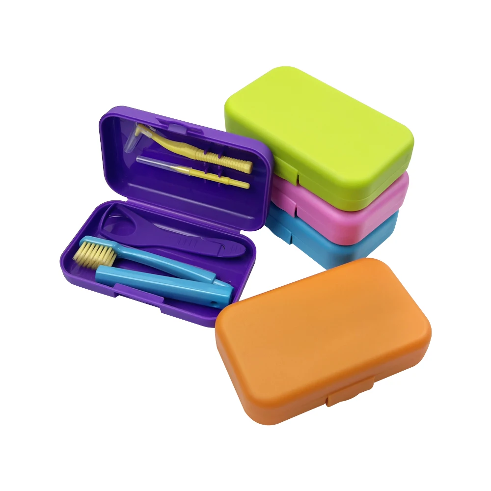 Portable Travel Oral Cleaning Kits Dental Cleaning Care Kits Detachable Toothbrush Interdental Brush Tongue Scraper Storage Case