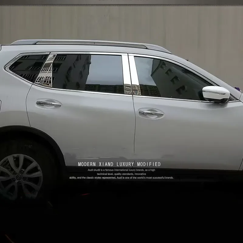 Stainless Steel Window Door Pillar Post Trims Cover For Nissan Rogue 2014-2020