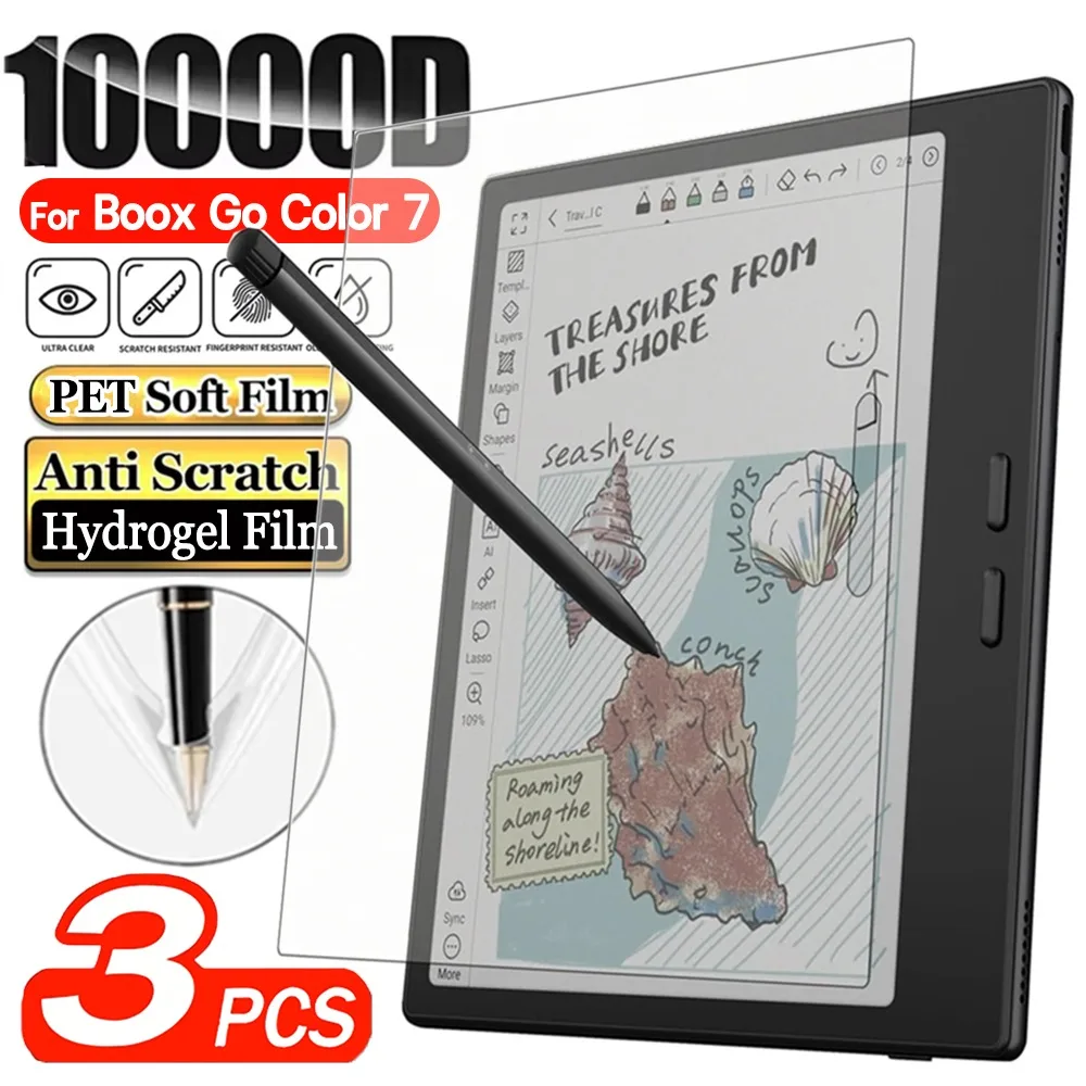1–3 Stück weiche PET-Hydrogel-Folien für Boox Go Color 7 E-Reader, HD, klar, blendfrei, kratzfest, vollständig abdeckende Displayschutzfolien