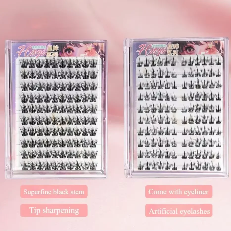 HISYI glue-free false eyelashes segmented extension single cluster natural comic eyelashes image 5