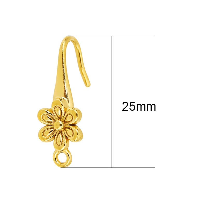 4pcs 25mm Flower Stainless Steel Earrings Hooks Bulk Lot PVD Never Fade Earring Making Clasps For Diy Jewelry Findings Supplies