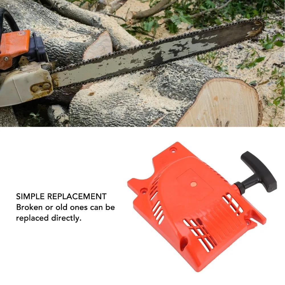 Orange Pull Starter Assembly ABS Comfort Grip Handle Chainsaw Equipment Easy to Install Double Spring for 4500 5200 5800