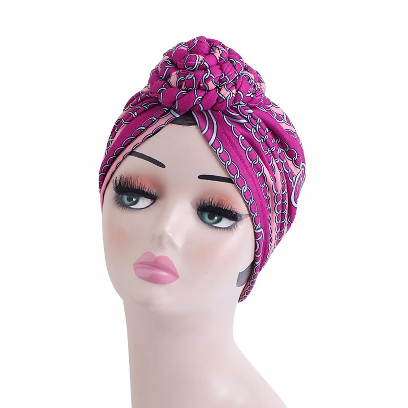 2022 New Ankara Pattern Top Twisted Women Wear Indian Cap African Printed Pre Knotted Female Twist Turban