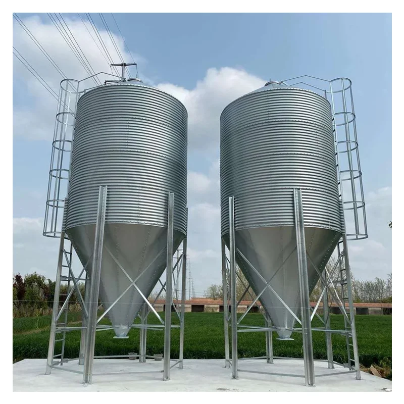 Custom Made Galvanized Steel Silo Aluminum Equipment Support Large Capacity Fodder Storage Livestock Farm Feed Grain Storage Bin