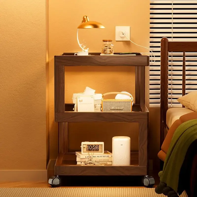 Exquisite Movable bedside table Bedroom multi-functional shelf Multi-layer coffee table side cabinet Sofa side storage rack