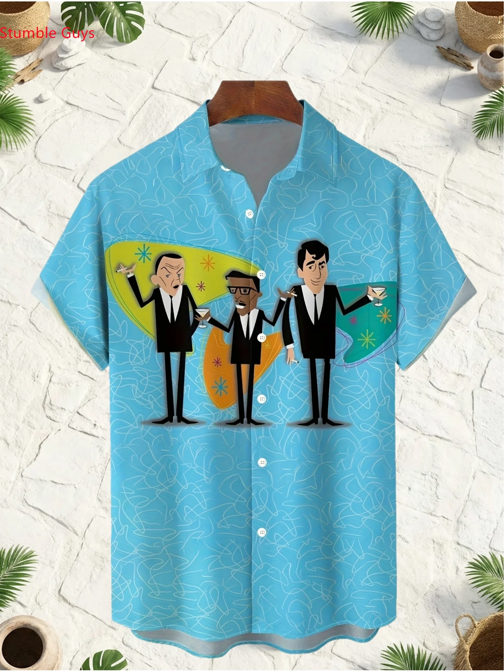 Men's Stylish Hawaiian Shirt Summer Man Short Sleeve Cool Graphic Print Lightweight Breathable Beach Party Tops