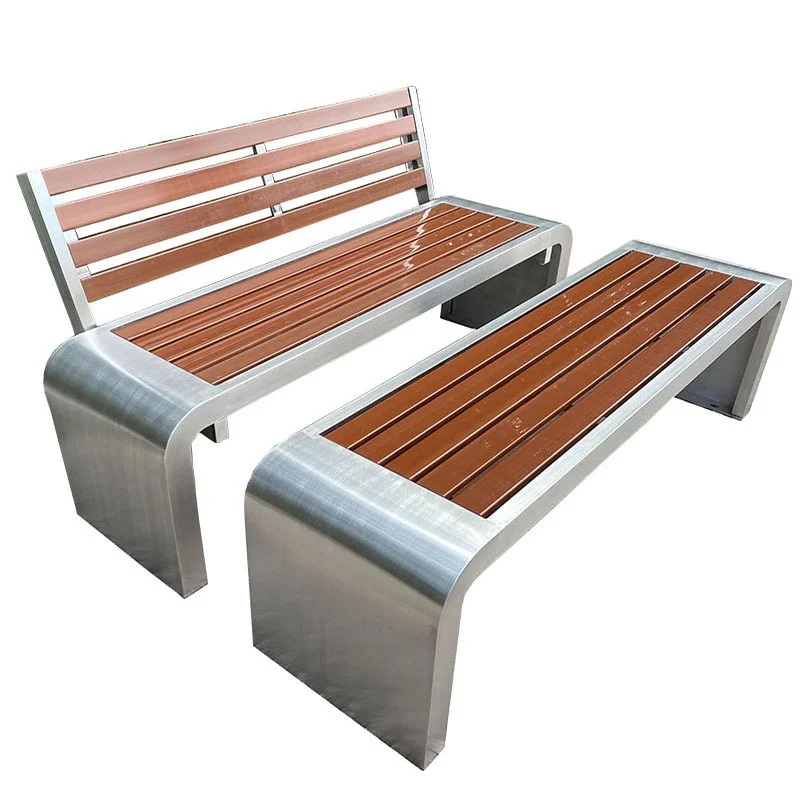 Banc de parc en acier inoxydable, bois plastique anti-corrosion, banc extérieur personnalisable, adapté aux espaces sportifs communautaires et aux sites touristiques