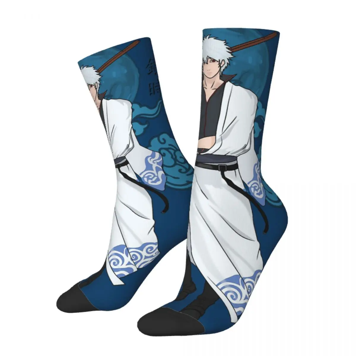 

Забавные счастливые мужские носки Gintoki Sakata в стиле ретро Harajuku Gintama Kagura аниме хип-хоп Новинка с рисунком сумасшедшие носки подарок с принтом