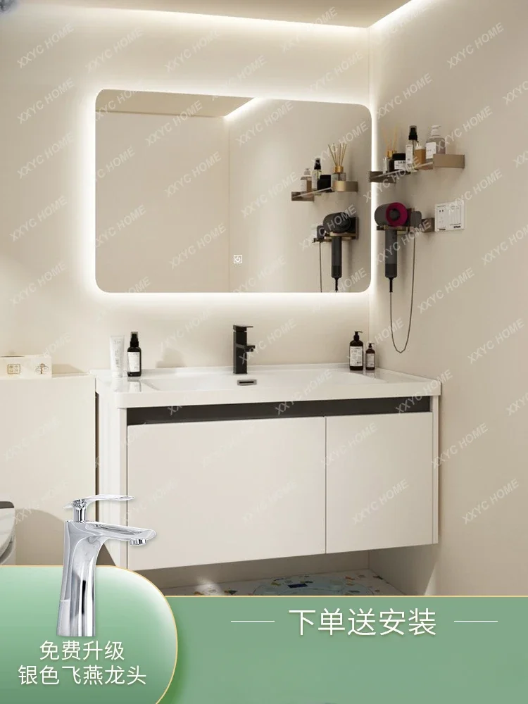 Stainless Steel Bathroom Cabinet Bathroom Table Washbasin Cabinet Combination Sink Ceramic Whole Washbin