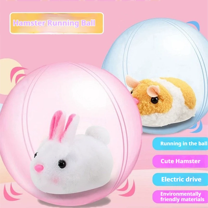 2024 New Children's Electric Rolling Rabbit Hamster Rotating Fun and Cute Slippery Cat Plush Toy Pet Interactive Toy Pet Gift