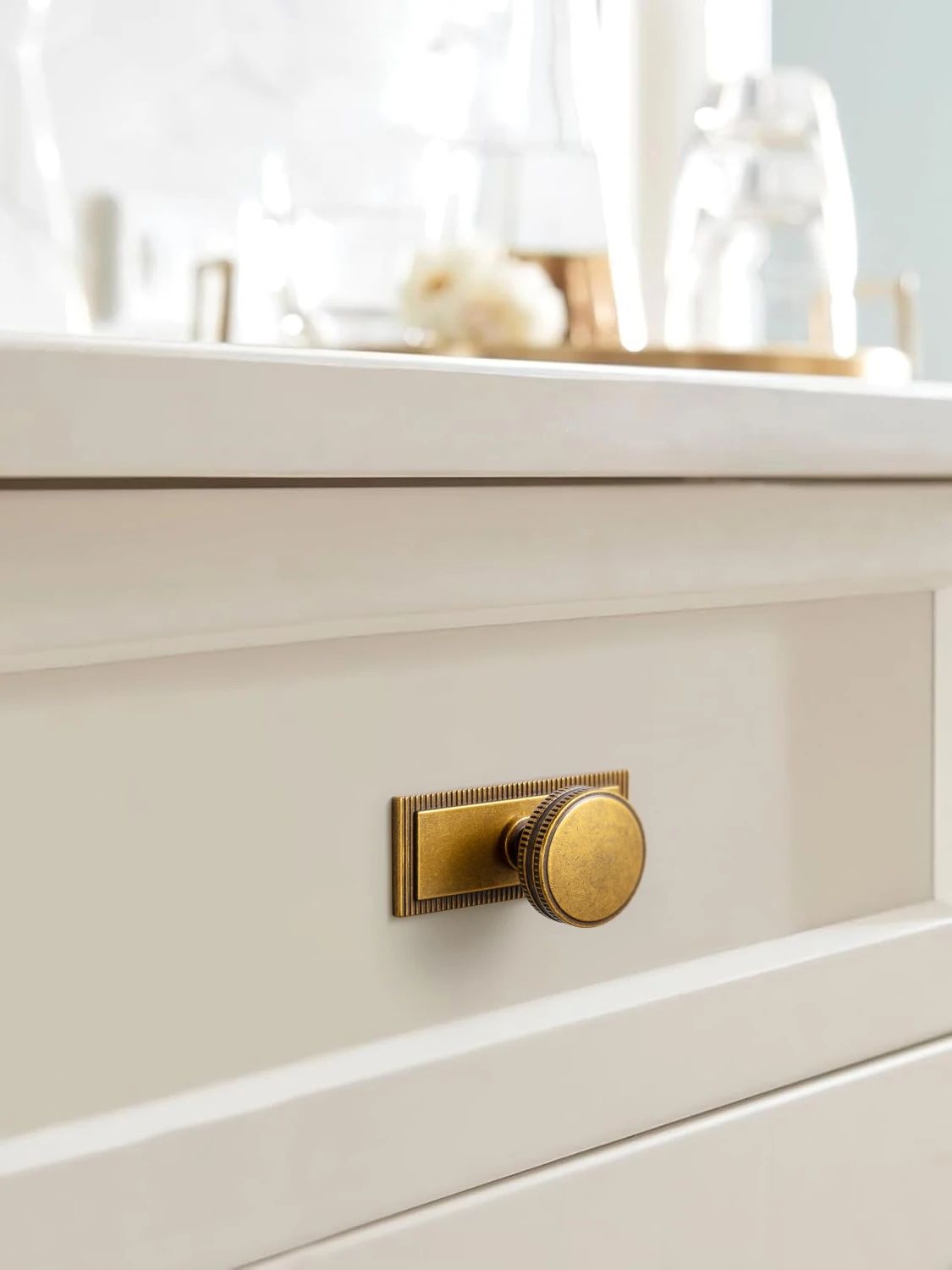 Goo-Ki Antique Brass Cabinet Knobs with Backplate Zinc Alloy Kitchen Cabinet Hardware - 6 Pack Vintage Brass Drawer Knobs Single Hole/Screw Bar Cabinet Pulls with Spacer