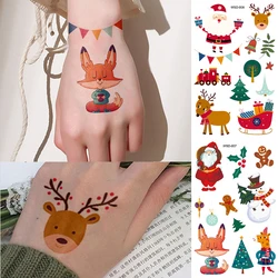 2pcs Waterproof Temporary Tattoo Sticker Christmas Party Cartoon Snowflakes SantaClaus Tree Fake Tatto Flash Tatoo for Women Men