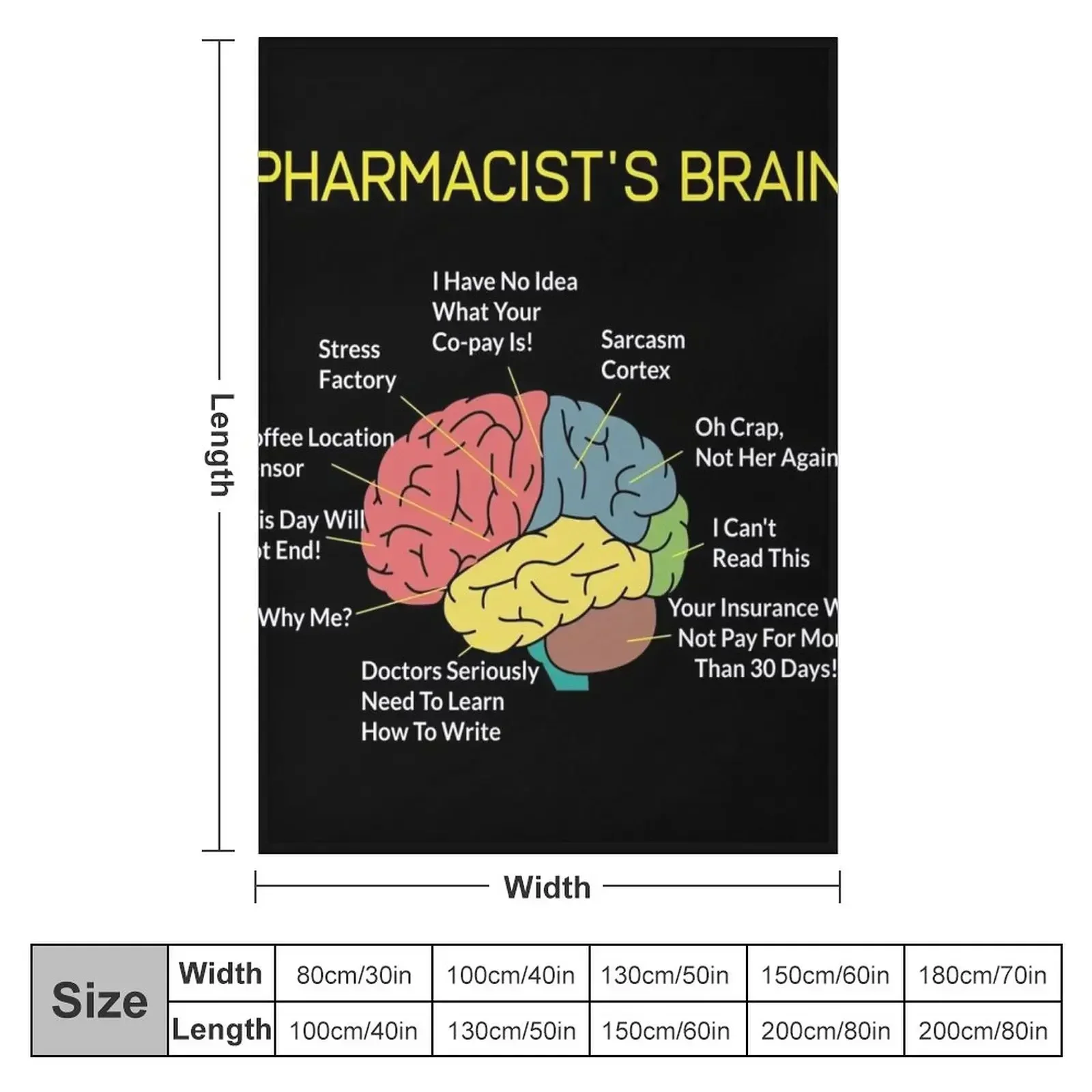Pharmacist's Brain Funny Pharmacist Pharmacy Tech T-Shirt Throw Blanket Baby funny gift Vintage Bed linens Blankets
