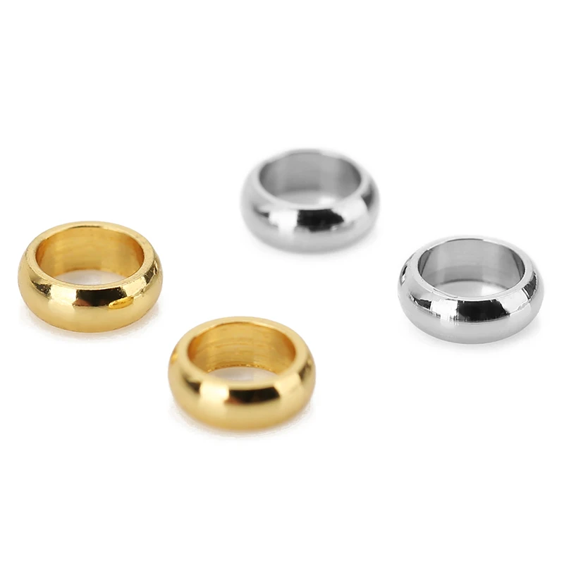 50/100pcs Gold Stainless Steel Spacer Loose Beads Hole Size 2/3/4/5/6mmStopper Rondelle Bead for DIY Jewelry Making Findings