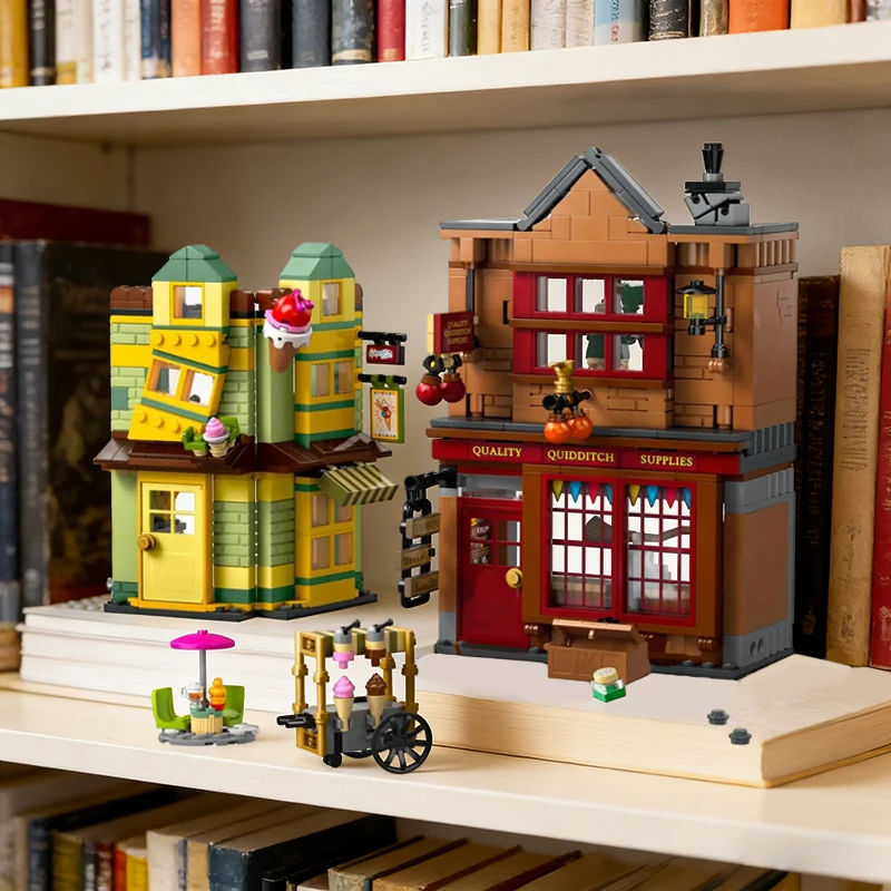 

Creative Magic Shop Quality Quidditch Supplies & Ice Cream Parlour Building Blocks Model Assemble Bricks Toys Gift For Boy Adult