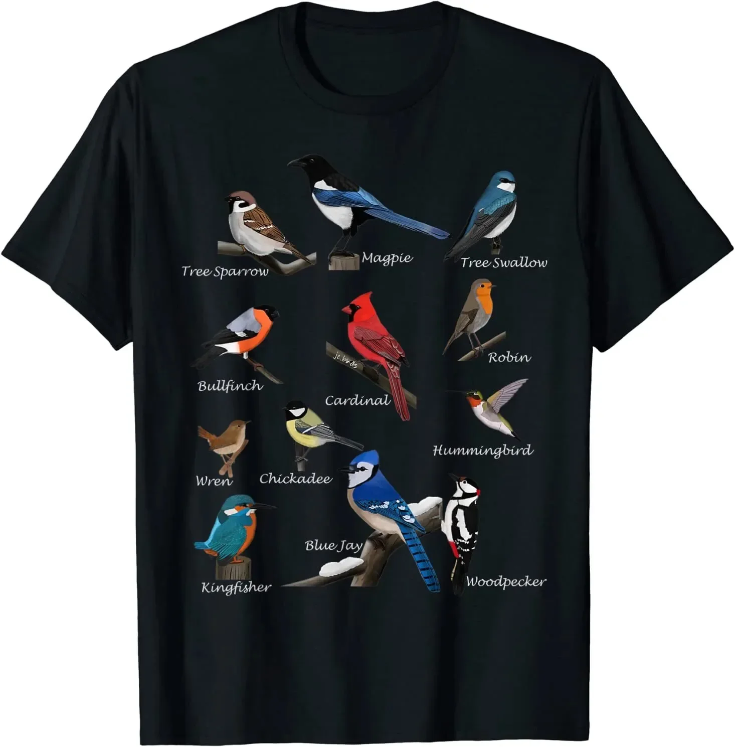 Garden Birds Cardinal Blue Jay Hummingbird Robin Wren Finch T-Shirt Size S-5XL