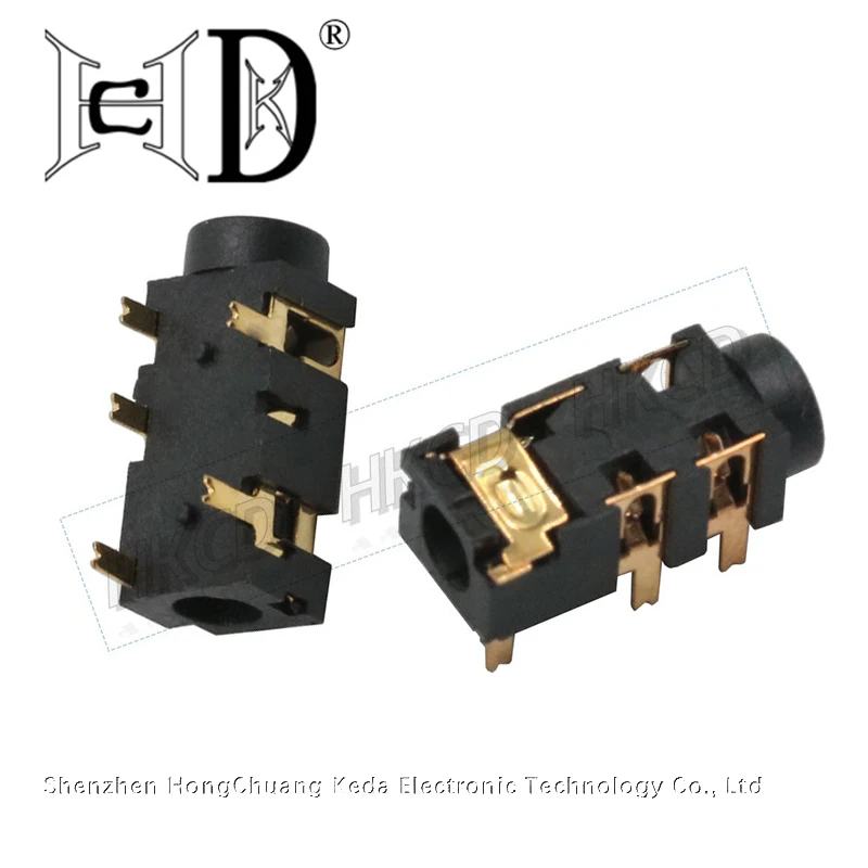 10 pcs PJ-327D power socket_3.5MM headphone socket 5-foot socket harpoon 2 fixed-foot socket base