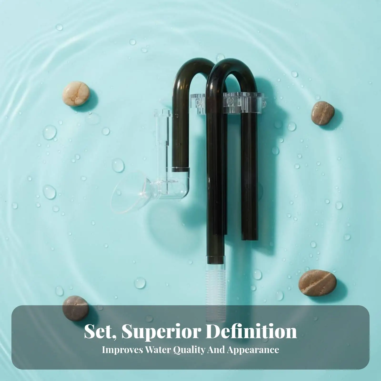 Fish Tank Water Surface Skimmer Fitting Kit with Lily Pipe Outflow for Gentle Current and High Current Inlet for Debris Removal