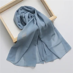 Spring Chiffon Solid Muslim Hijab Women Scarf Fashion Soft Headband Shawl and Wraps Bandana Islamic Turban Echarpe New