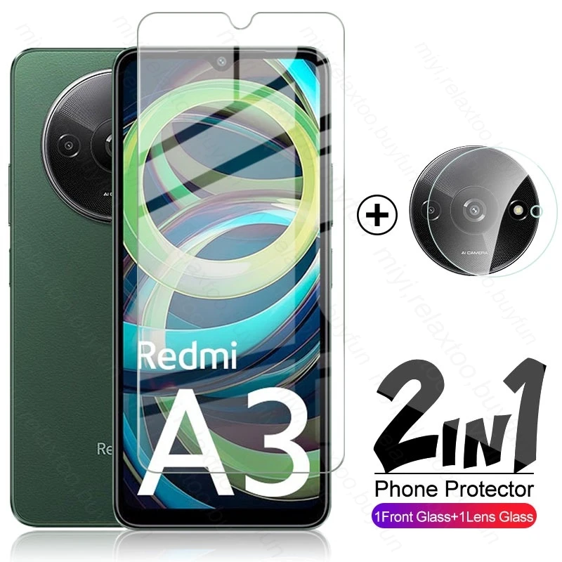 2In1 Protective Glass For Xiaomi RedmiA3 Redmi A3 4G Camera Lens Screen Protector Safety Glass On Readmi Redmy A3 A 3 3A 4G 2024