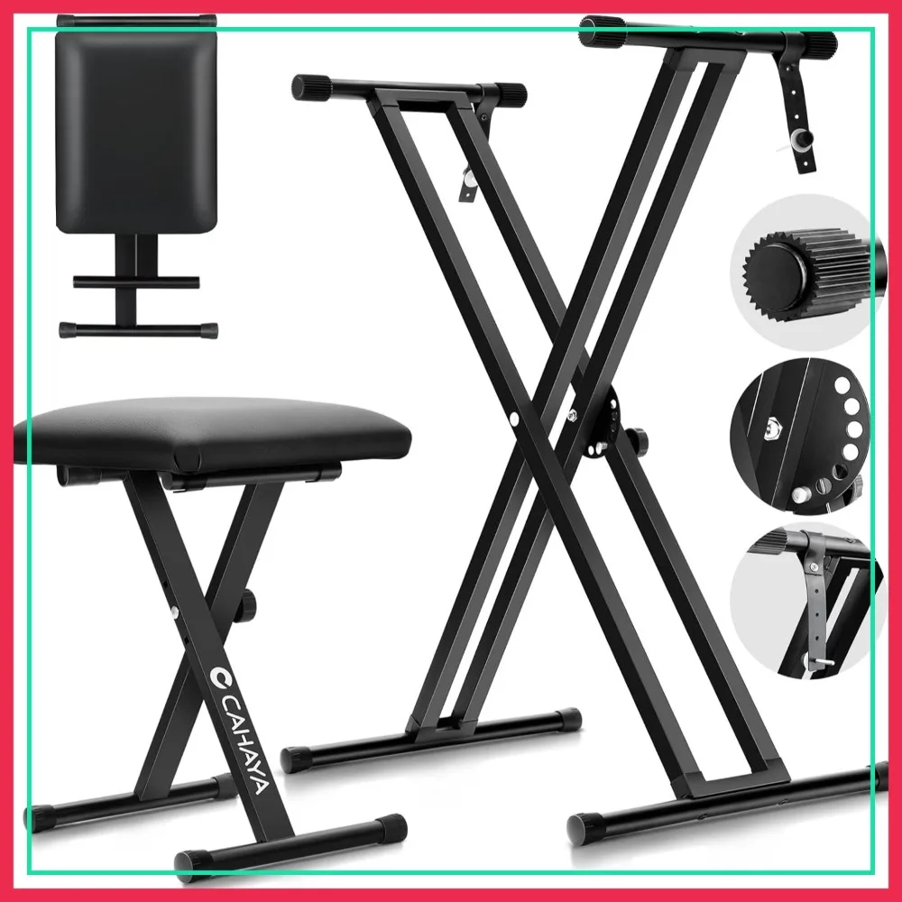 

Adjustable Keyboard Stand & Bench Set, Double-X, 7-Level, for 61-88 Key Keyboards