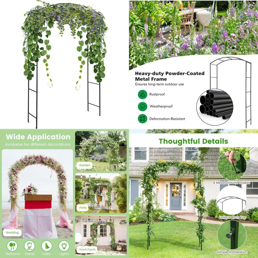 

Садовая арка IRONMAX, сверхмощная стальная садовая решетка для вьющихся растений, розовые лозы, наружная металлическая церемония, свадебная арка D