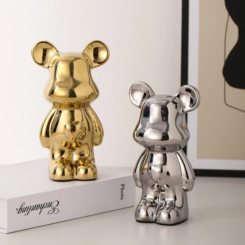 السيراميك الكرتون تيدي بير تمثال الحب الدب زخرفة غرفة المعيشة حصالة على شكل حيوان صغير خزانة مشروبات سطح المكتب ديكور المنزل