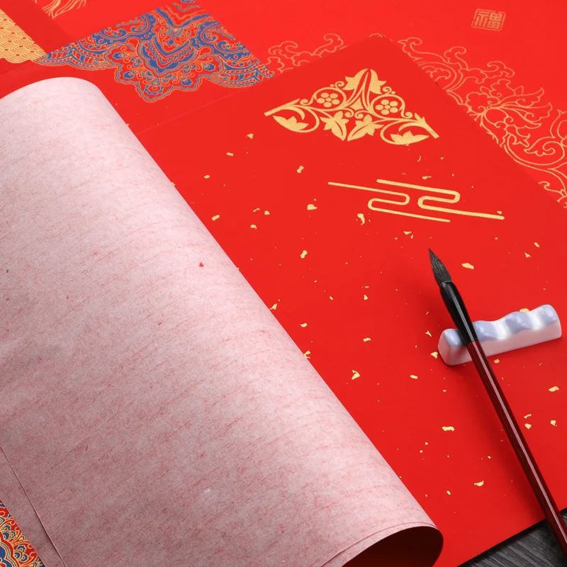 Kotak Batik Cina Merah Xuan Kertas Berkat FU Karakter Setengah Matang Beras Kertas Meriah Pernikahan Musim Semi Festival Bait Kertas