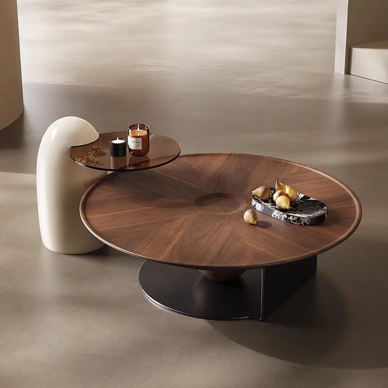 Silent wind walnut coffee table flying saucer living room round creative coffee table breakfast