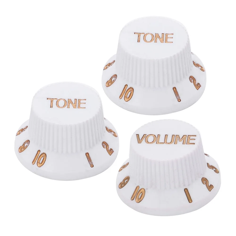 3PCS 1 Volume 2 Tone Guitar Control Knobs Plastic Material White Color Guitar Knob Set Volume Tone Knobs For Electric Guitar