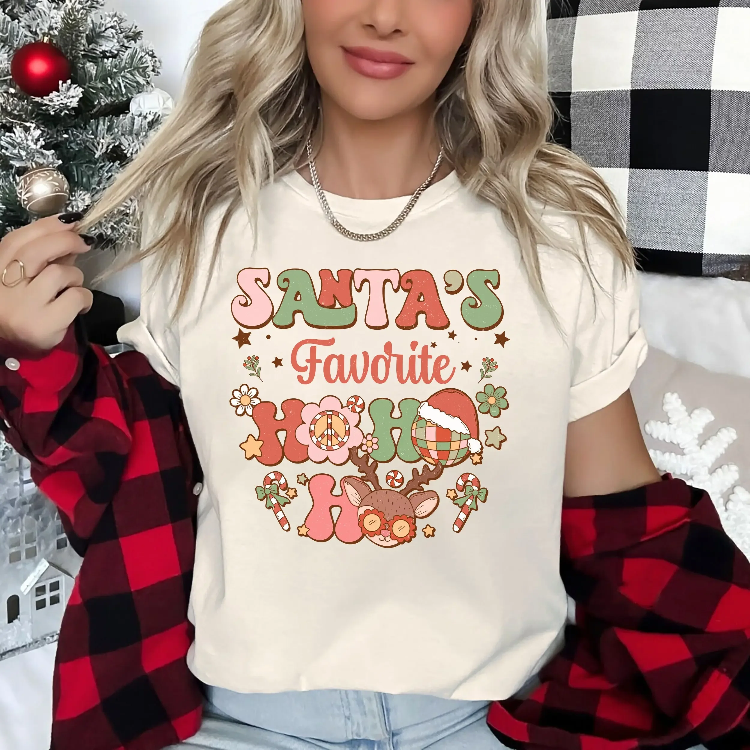 Retro Santas Favorite Ho T Shirt Groovy Christmas Bulk S For Women Funny Santa Claus