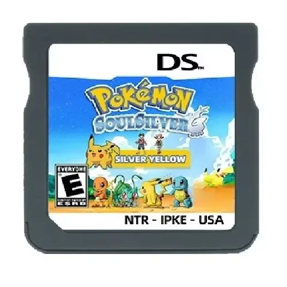 

Карта для видеоигр NDS, серебряный и желтый игровой картридж Pokémon, американская версия на английском языке