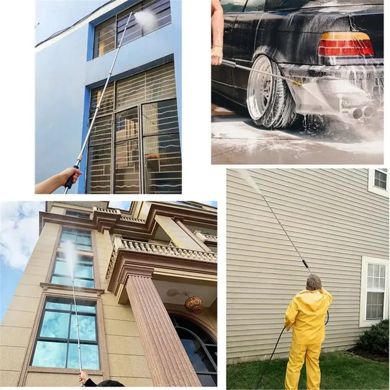 مجموعة مسدسات المياه ذات الضغط العالي: عصا تلسكوبية 4000 رطل لكل بوصة مربعة، أداة تنظيف احترافية مع 10 قضبان تمديد من الفولاذ المقاوم للصدأ