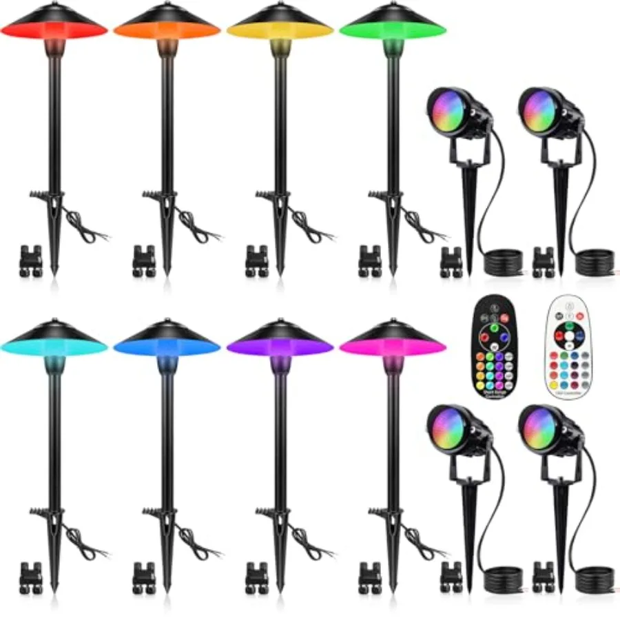 

Комплект ландшафтного освещения 12В, низковольтные светильники для дорожек с разъемами, меняющие цвет, водонепроницаемые прожекторы для праздников, патио, сада