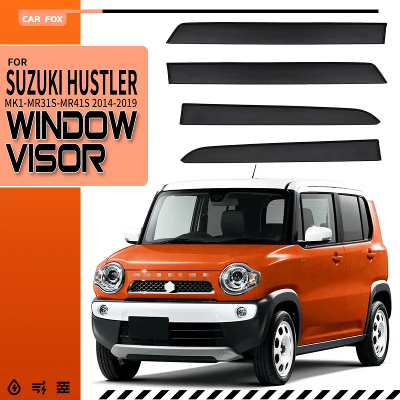 

4 шт. для Suzuki Hustler 2014-2019: Дефлекторы окон, навесы-козырьки, защита от дождя и солнца, аксессуары для авто