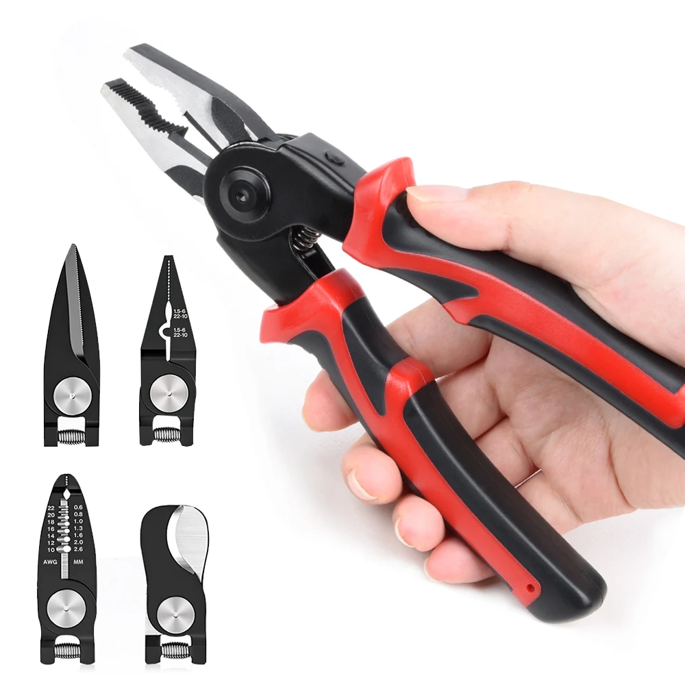 LUCHSHIY 8 inch Multifunction Pliers Combination Pliers Stripper Crimping Cutter Heavy Duty Wire Cutter Diagonal Plier Hand Tool