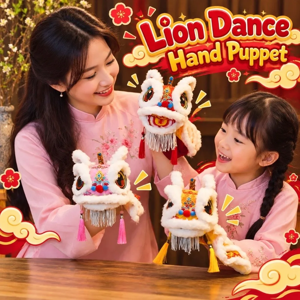 Premium Quality Lion Dance Hand Puppet Educational Purpose Vibrant Colors Hand Puppet Kit Lightweight Durable Soft Texture