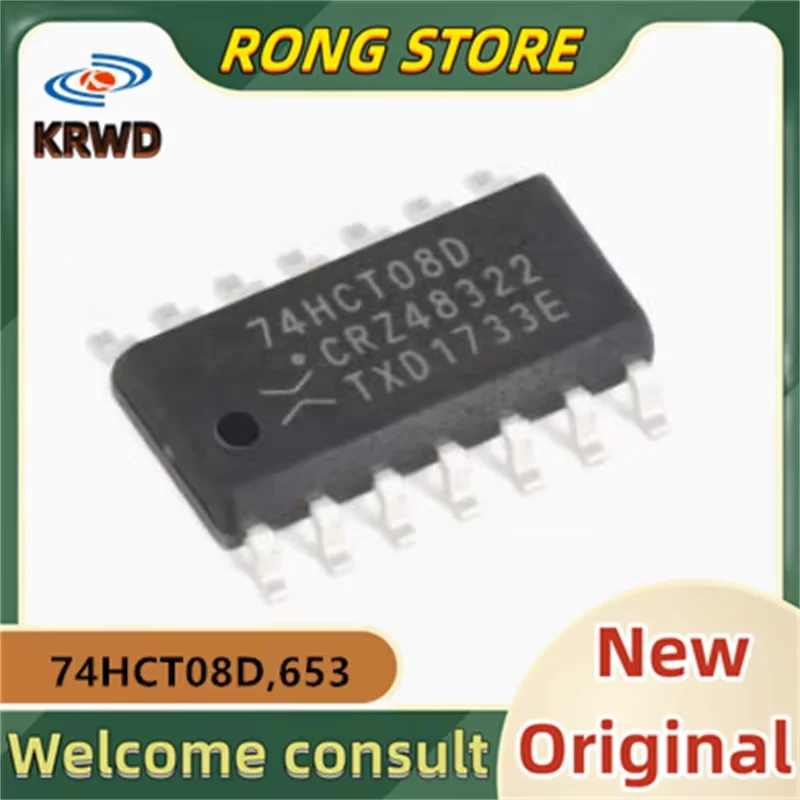 (50PCS)  74HCT08D New and Original Chip IC 74HCT08D,653 74HCT08 SOP-14 Quad 2 input with gate, SMD logic chip