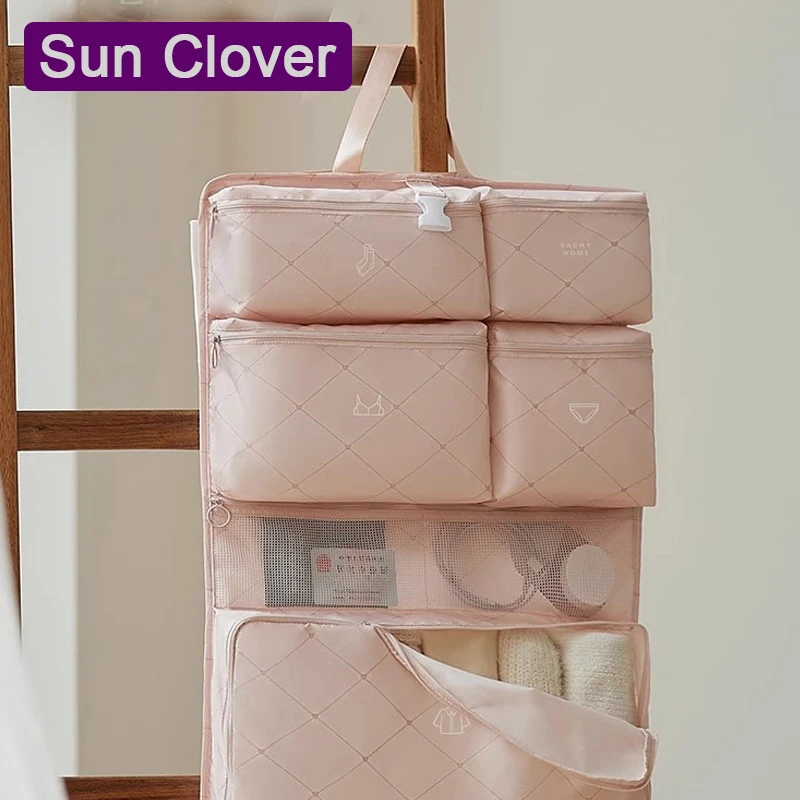 Multi-functional travel Organizer Bag Skincare Underwear Bra Storage Bag Clothes Storage Hanging Bag Compartment Zipper Design