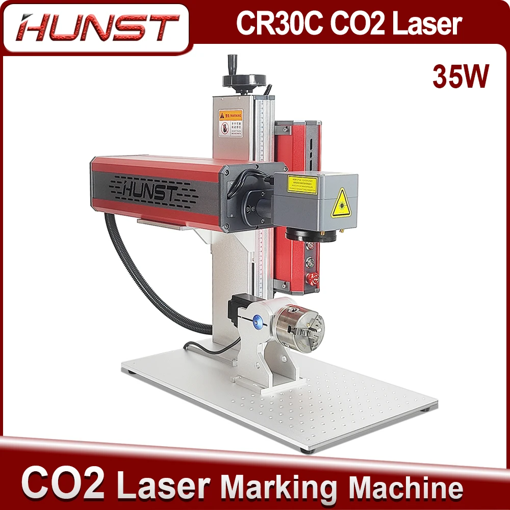 HUNST Co2 Laser Marking Machine, 10.6um 35W Metal RF Laser Tube is Suitable For Leather, Plastic, Wood Board, Etc.