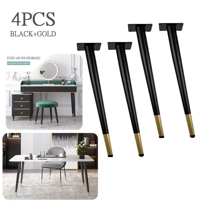 4pcs 72cm Black Golden European Style Light Luxury Coffee Table Dressing Table Support Metal Furniture Oblique Dining Table Legs