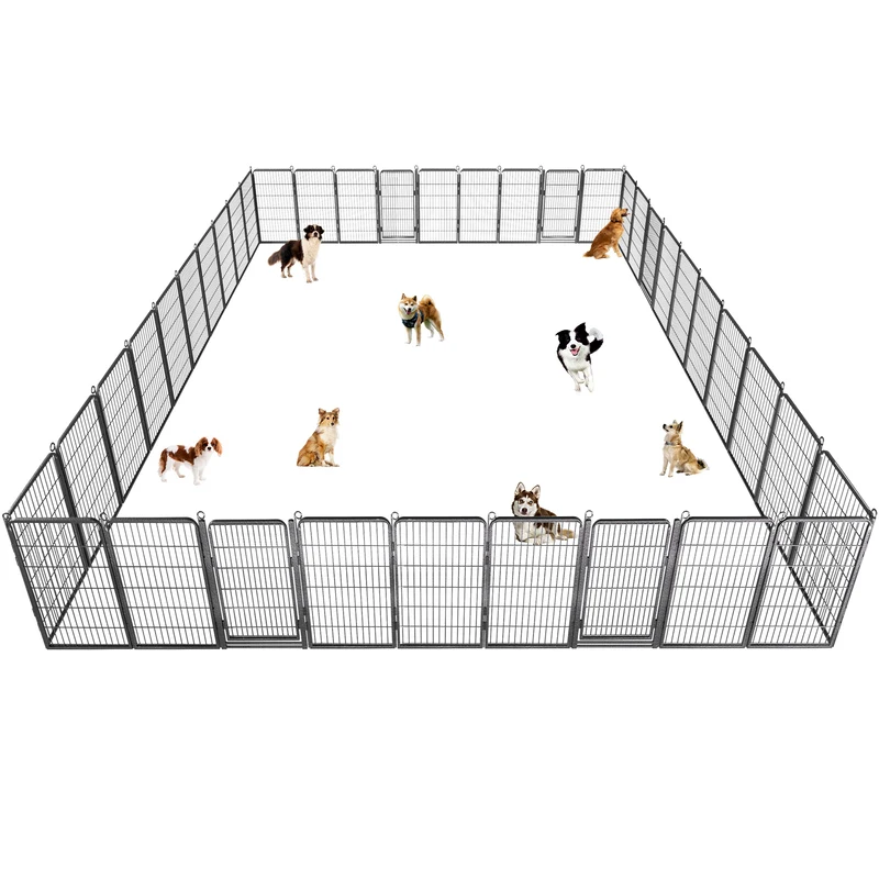 Dog Playpen Pet Dog Fence Dog Playpen Metal Fence 40 Inch Height Dog Pen 28 Panels Outdoor Dog Fence Playpen for RV Camping Yard